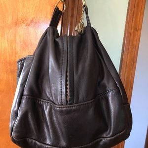 Women’s shoulder brown bag with zipper